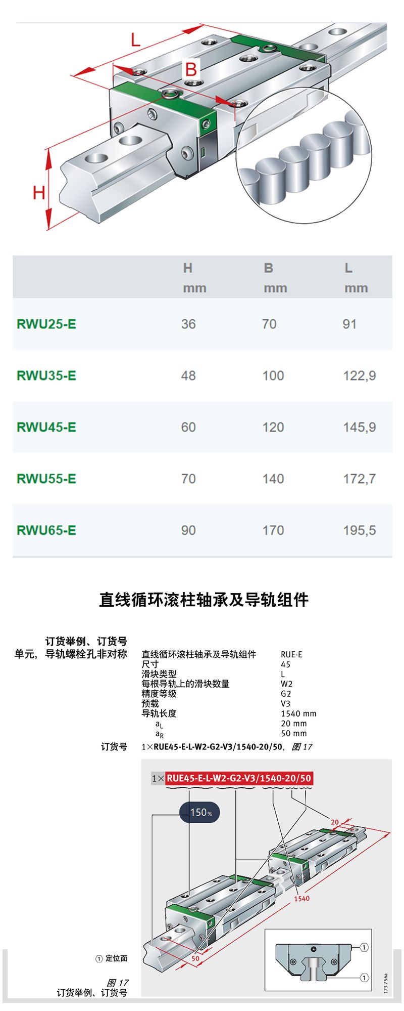 RWU55E-G2-V3原裝進口德國INA機床用滾柱直線滑塊(圖3)